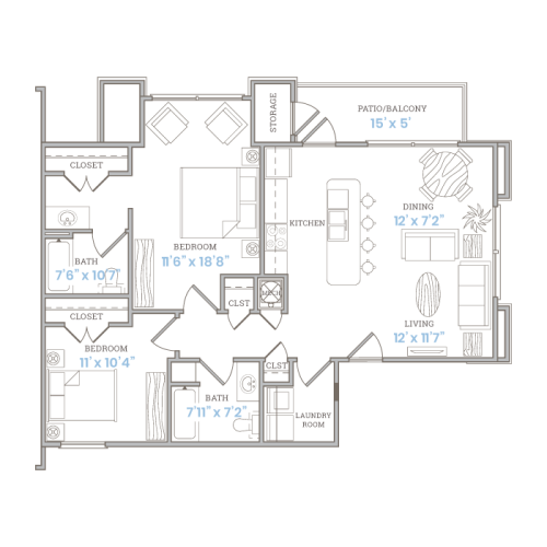 Floorplans Catalina West luxury apartments Lubbock, Texas