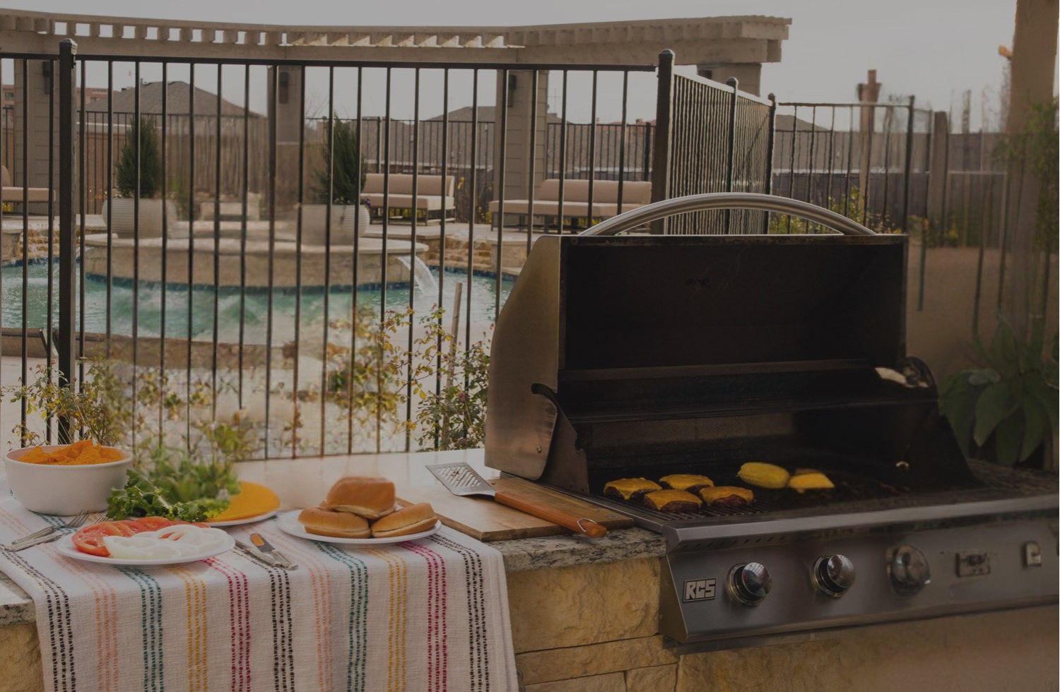 Grilling area by pool